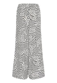 Leopardmönstrade byxor med vida ben i svart och vitt, med elastisk midja och ett mjukt, lätt material.