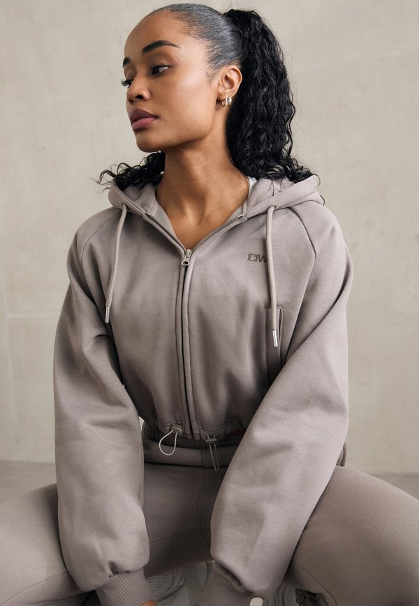 EVERYDAY CROPPED ZIP HOODIE - Sweatjacke - greige