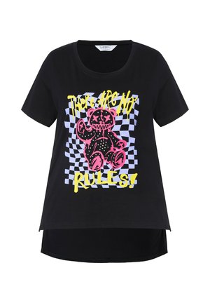 Angel of Style BOXY CUT TEDDY PATTERN HALF SLEEVES - Print T-shirt - black