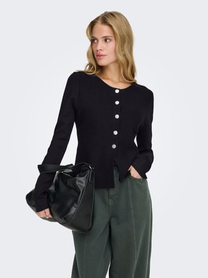 ONLY ONLMELLI O-NECK BUTTON - Cardigan - black