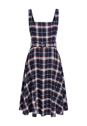 SQUARE NECK PINAFORE  - Freizeitkleid - dark blue red gingham