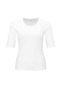 T-shirt bianco a maniche corte realizzato in cotone liscio, con scollatura rotonda e design aderente. Senza fantasie o hardware visibili.