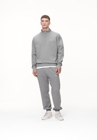 Pegador LOGO OVERSIZED HALF ZIP SWEATER - Sweatshirt - washed cool grey/white gum