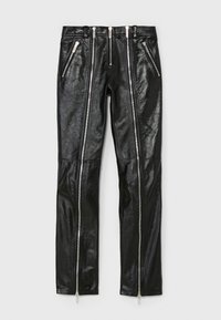 ZIP TROUSERS - Leren broek - black
