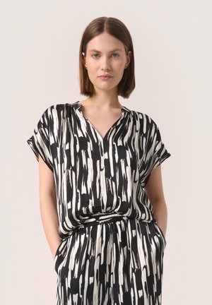 Bluse - black stroke print