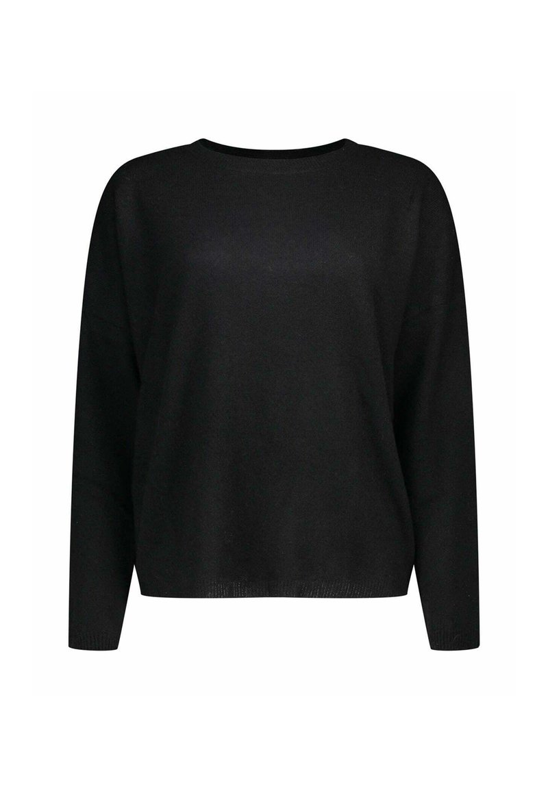 Maglione nero con collo rotondo e maniche lunghe. Realizzato in tessuto morbido, presenta una vestibilità comoda e una texture sottile.