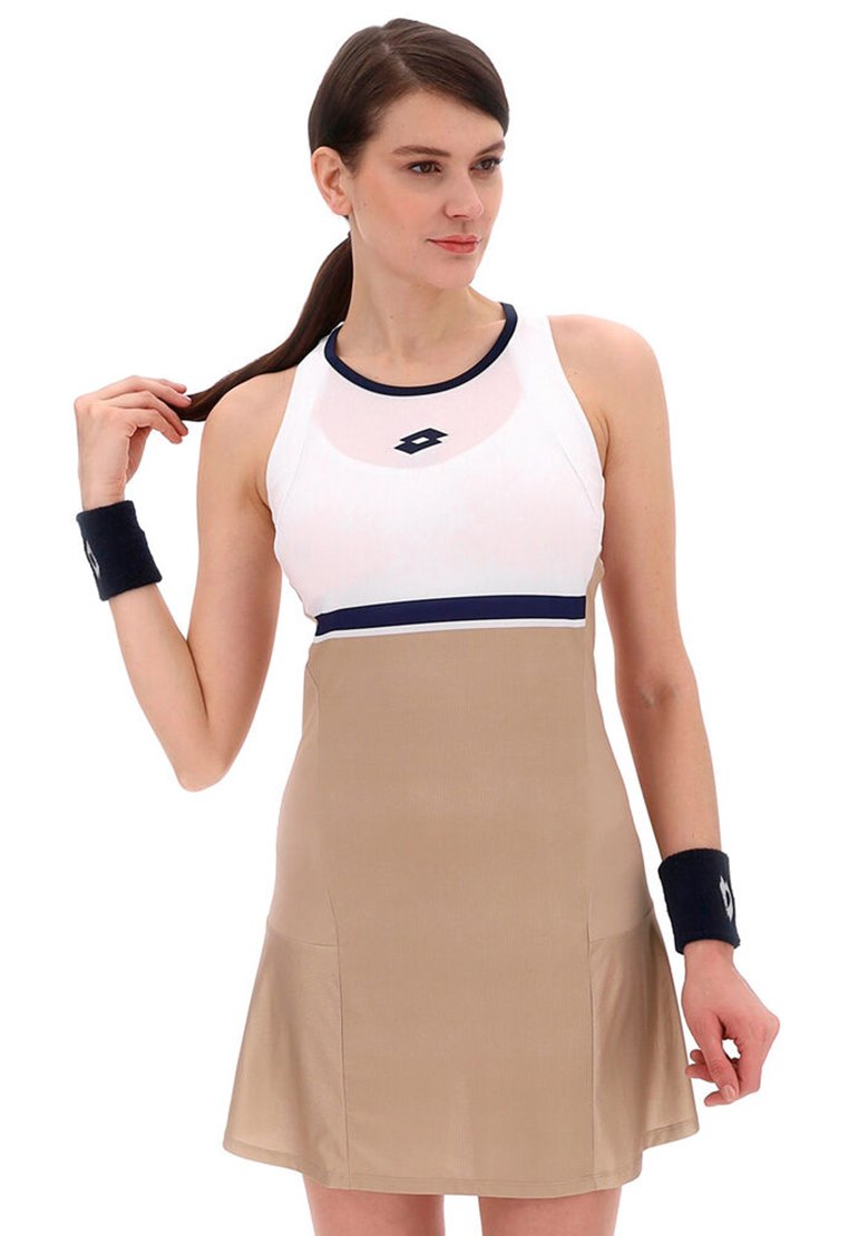 beige athletic dress Macade Golf | Women's Inez Sand Sleeveless Dress | Size: L | Beige