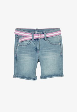 REGULAR: SLIM LEG - Jeansshort - light blue stretch