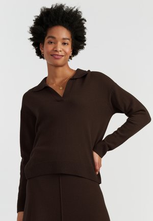 COLLARED - T-shirt à manches longues - chocolate