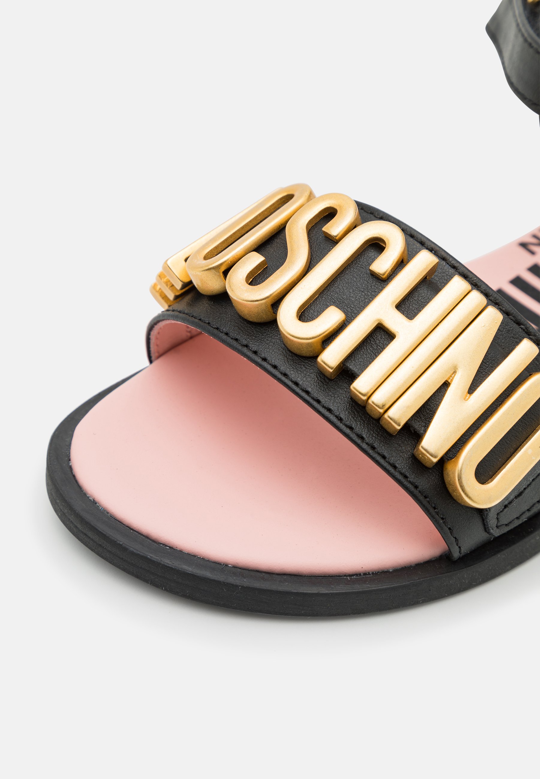 moschino slides black and gold