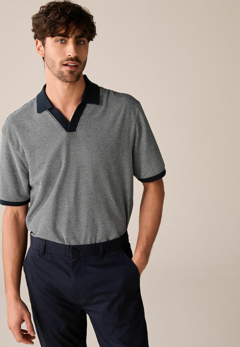 Next CUBAN COLLAR TEXTURED SHORT SLEEVE - REGULAR FIT - Poloshirt - navy
