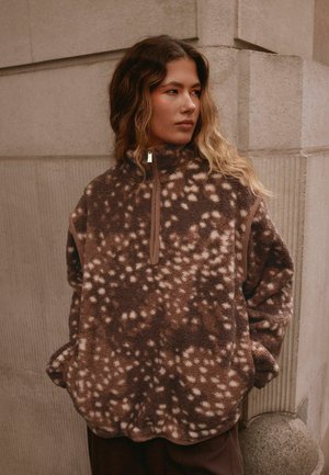 Next, REGULAR FIT - FUNNEL NECK QUARTER ZIP BORG FLEECE - Fleece jumper - deer print