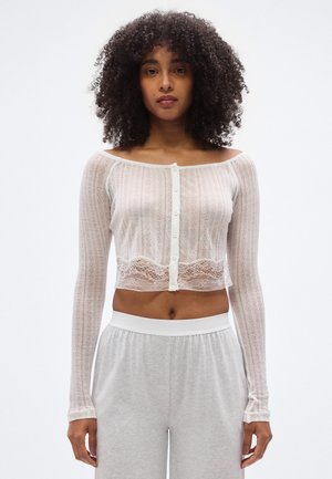 POINTELLE OFF SHOULDER CROPPED - Pizsama felső - ivory