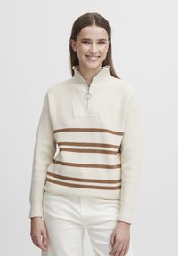 b.young - MILO STRIPE JUMPER - Trui - toasted coconut mix Miniatuurafbeelding 1