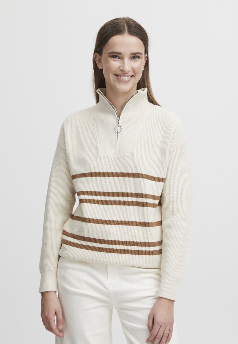 b.young - MILO STRIPE JUMPER - Trui - toasted coconut mix, Vergroten