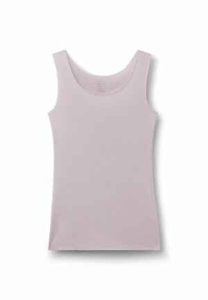 Light purple sleeveless tank top with a scoop neckline, flat lay on a white background.