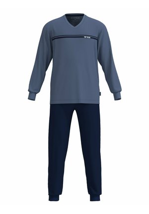 LANG  BÜNDCHEN V-AUSSCHNITT SINGLE SET - Nachtwäsche Set - blau