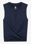 HIGH NECK SLEEVELESS TOP WITH WRAP FRONT - Débardeur - dark blue