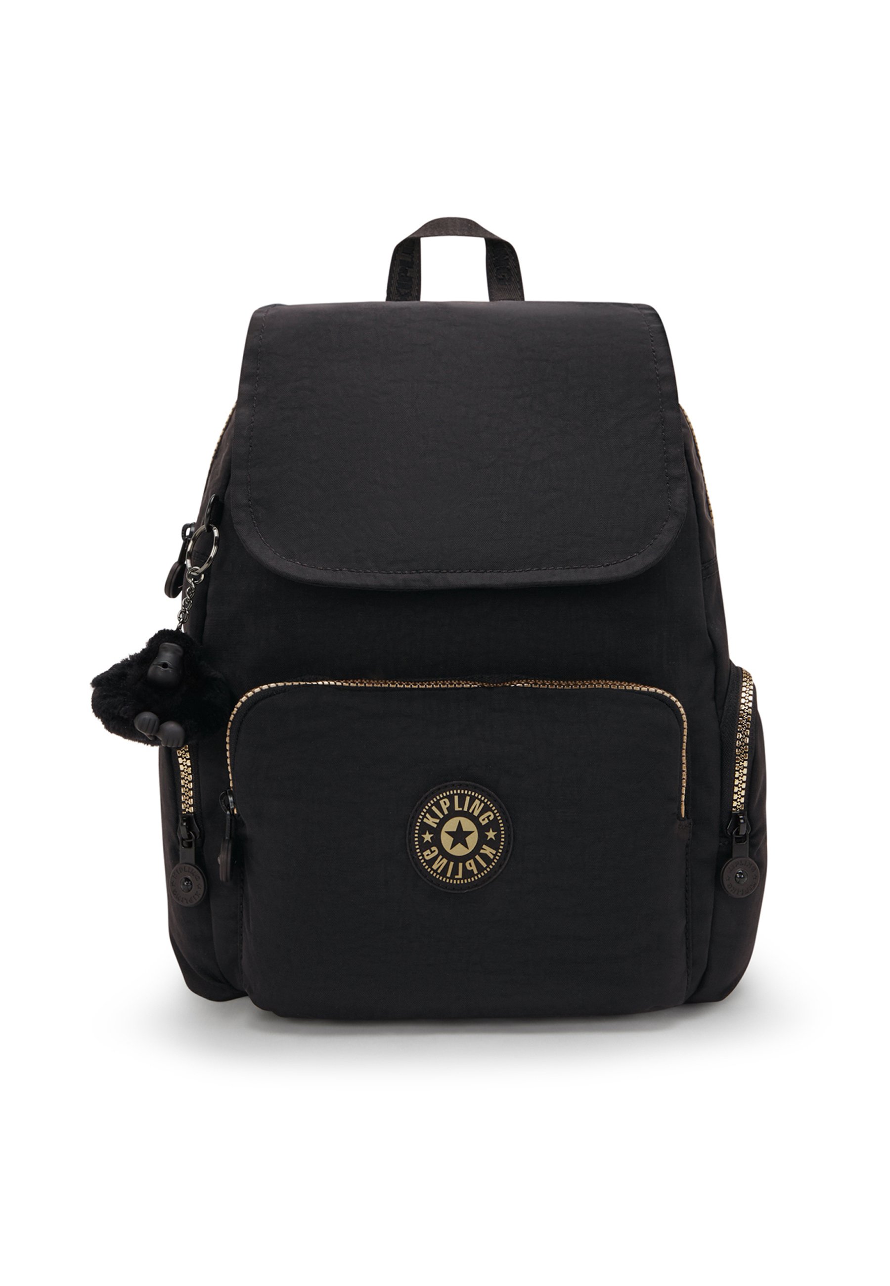 Kipling Black Carter Backpack Shoulder Bag Gold Zipper Monkey Shaki City Zip Small Backpack main image 3