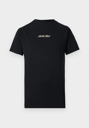 Μαύρο κοντομάνικο T-shirt με μικρό, πολύχρωμο κείμενο «Santa Cruz» στο κέντρο του στήθους.