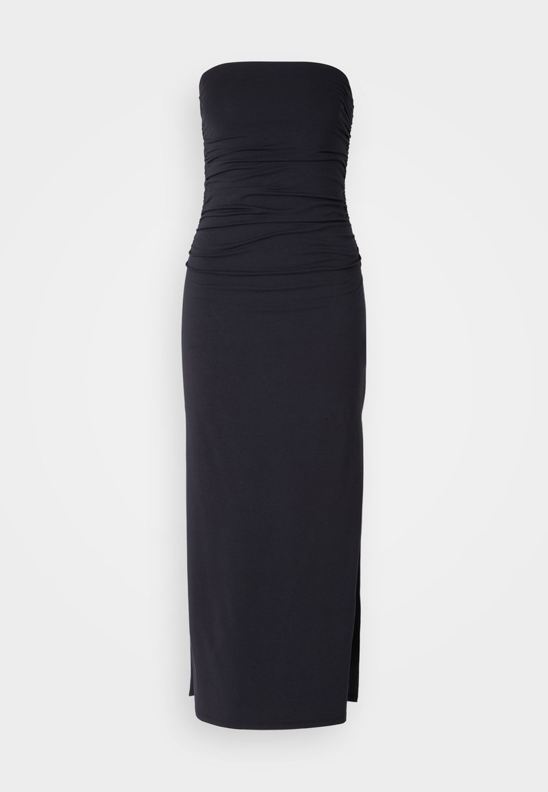 Abercrombie & Fitch STRAPLESS RUCHED MIDI - Jersey dress - black beauty/ black - Zalando.ie
