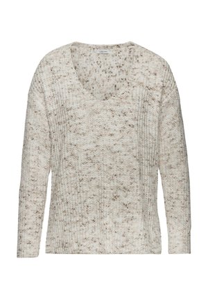 V-AUSSCHNITT - Strickpullover - braun creme