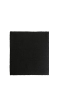 Zwart rechthoekig textiel met een ribbelstructuur, gemaakt van rekbaar materiaal, met schone randen en een gladde afwerking.