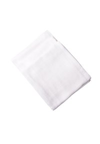 White cotton cloth, rectangular shape, smooth texture, folded in half. Simple, lightweight design suitable for various uses.