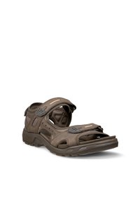 Καφέ ανδρικό υπαίθριο σανδάλι ανοιχτού τύπου με ρυθμιζόμενους ιμάντες Velcro και επενδεδυμένη σόλα για άνεση και πρόσφυση.