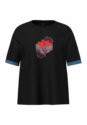 Ulla Popken, FUNKTIONS-SHIRT, MOTIVDRUCK, CLASSIC, RUNDHALS, HALBARM - T-shirt print - black