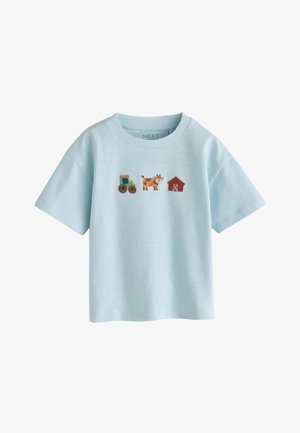 Next, REGULAR FIT - SHORT SLEEVE APPLIQUÉ T-SHIRT . - T-shirt con stampa - blue farm trio embroidery