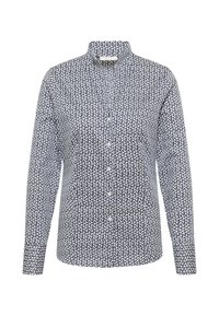 Camicia con maniche lunghe e bottoni di colore bianco e navy, con un motivo geometrico. Dotata di colletto a punta e vestibilità standard.