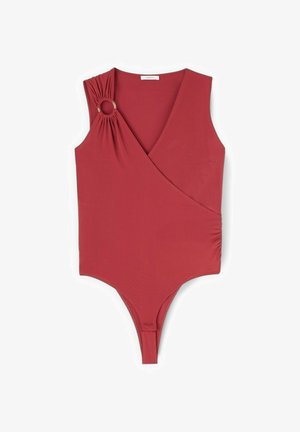Motivi, TOP BODY CON DRAPPEGGIO E ANELLO METALLICO. - Top - rosso