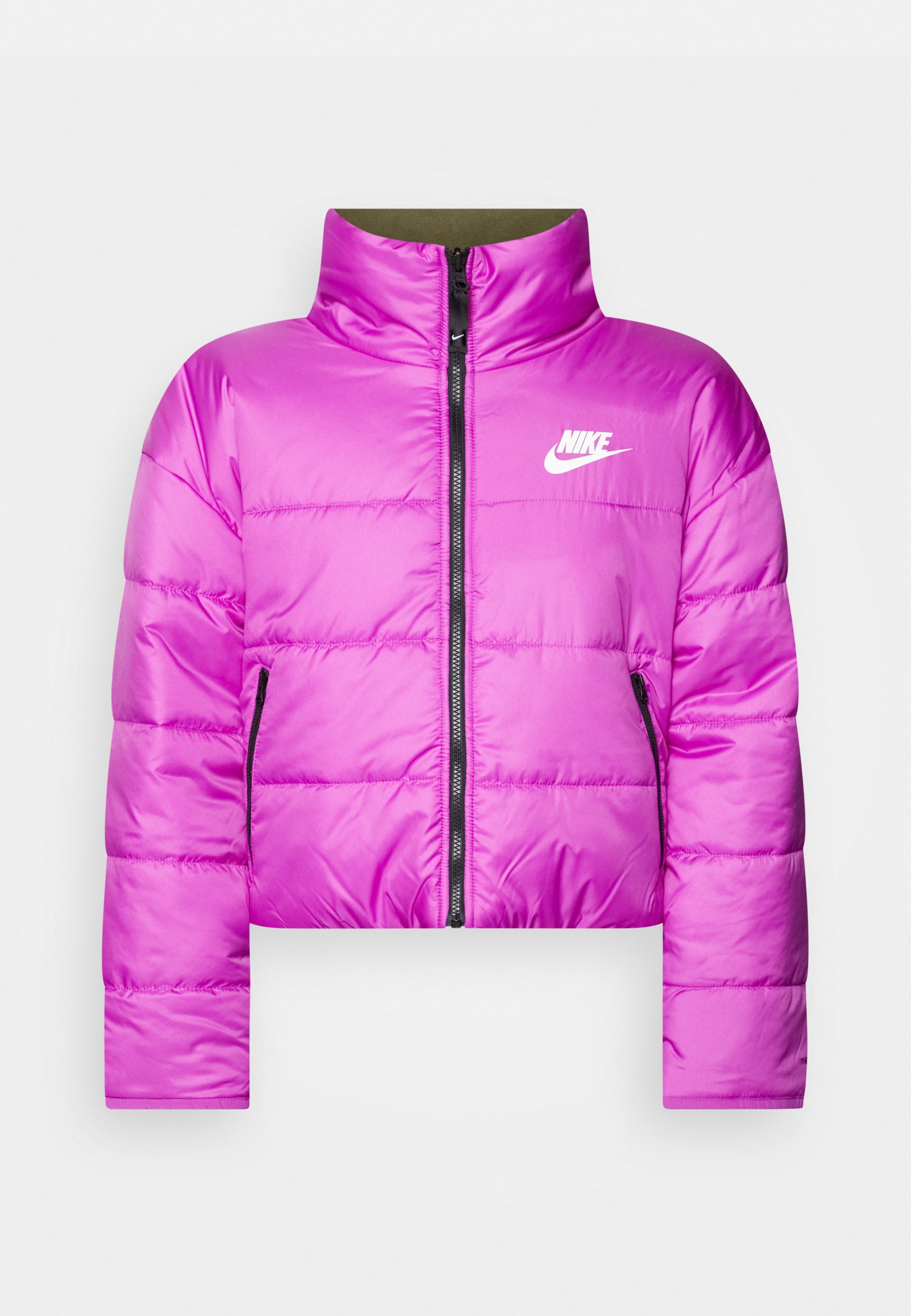 Nike Reversible Padded Fleece Jacket in Vivid Purple and Olive
