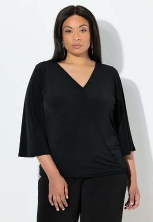 WICKELOPTIK V-AUSSCHNITT 3/4-GLOCKENÄRMEL - Camiseta de manga larga - black