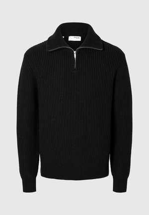 Selected Homme HALF-ZIP  - Strickpullover - black