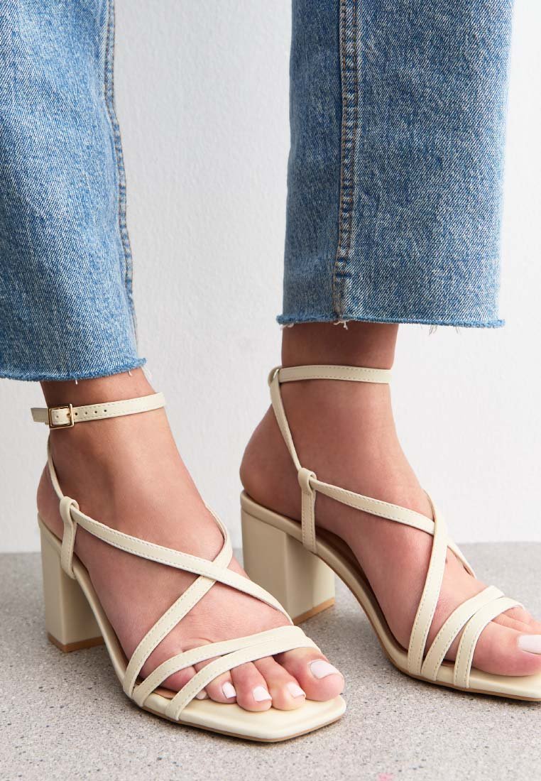 New Look - BLOCK HEEL MULTI STRAP - High heeled sandals - off white, Enlarge