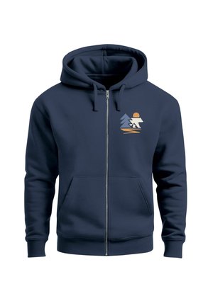 MIT KAPUZE BRUSTLOGO NATUR ELEMENTE AUFDRUCK - Kapuzenpullover - navy