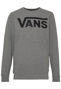 Grau Sweatshirt aus Baumwollmischung, mit Rundhalsausschnitt, langen Ärmeln, gerippten Bündchen und einem großen schwarzen "VANS"-Logo auf der Vorderseite.