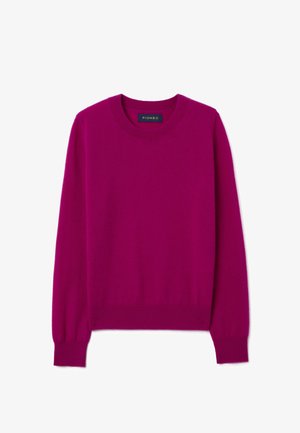 Maglione fucsia realizzato in morbido tessuto a maglia, con scollo rotondo, maniche lunghe e polsini e orlo a costine. Etichettato "PIOMBO."