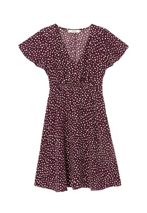 Promod, ROBE COURTE À POIS - Robe de jour - imprimé bordeaux