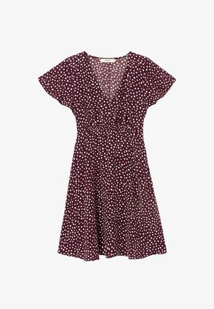 Promod, ROBE COURTE À POIS - Robe de jour - imprimé bordeaux