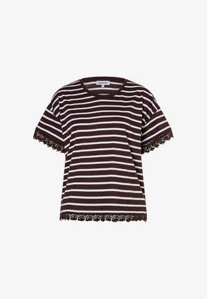 More & More, Print T-shirt - stripe chocolate white