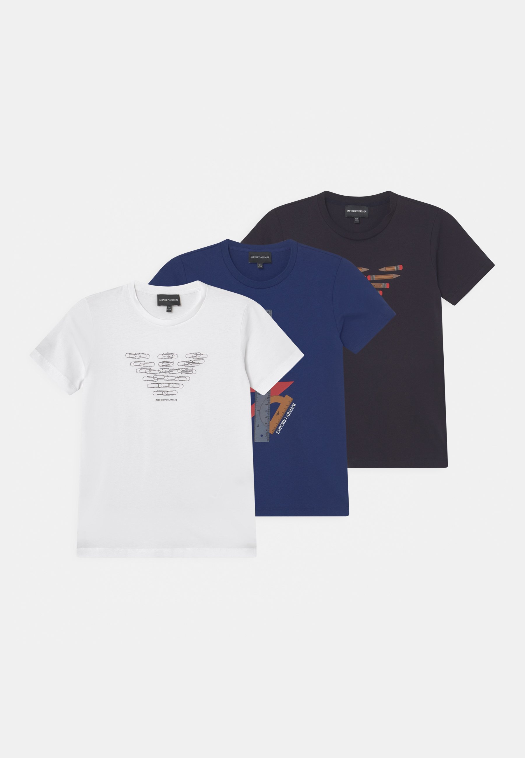 Emporio Armani 3 PACK - T-Shirt print - bianco ottico/weiß