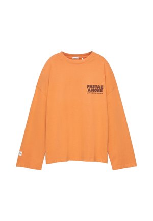 PULL&BEAR, LONG SLEEVE WITH FOOD GRAPHIC - T-SHIRT - Top s dlhým rukávom - orange