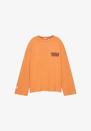 PULL&BEAR, LONG SLEEVE WITH FOOD GRAPHIC - T-SHIRT - Top s dlhým rukávom - orange