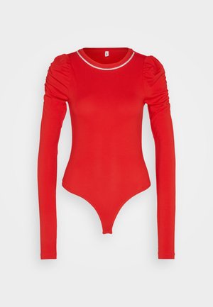 ONLY ONLZALA BODYSTOCKING PUFF - Pikkade varrukatega topp - high risk red