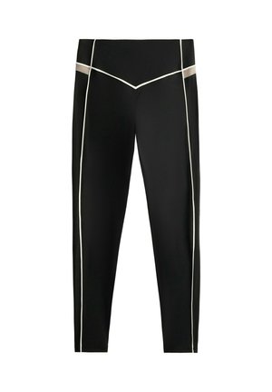 OYSHO, COMFORTLUX HIGH-RISE PIPING 65CM ANKLE-LENGTH LEGGINGS - Legging (type pantalon) - black