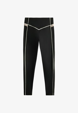 OYSHO, COMFORTLUX HIGH-RISE PIPING 65CM ANKLE-LENGTH LEGGINGS - Legging (type pantalon) - black
