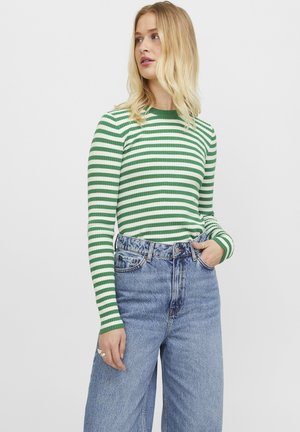 JJXX JXJODI STRIPE CREW NECK - Jersey de punto - medium green/cloud dancer
